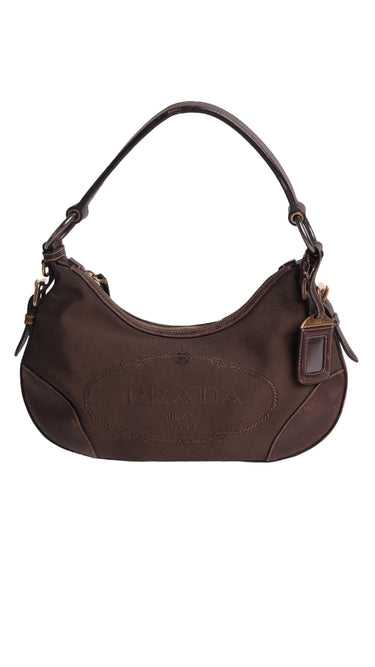 Prada Logo Jacquard Hobo